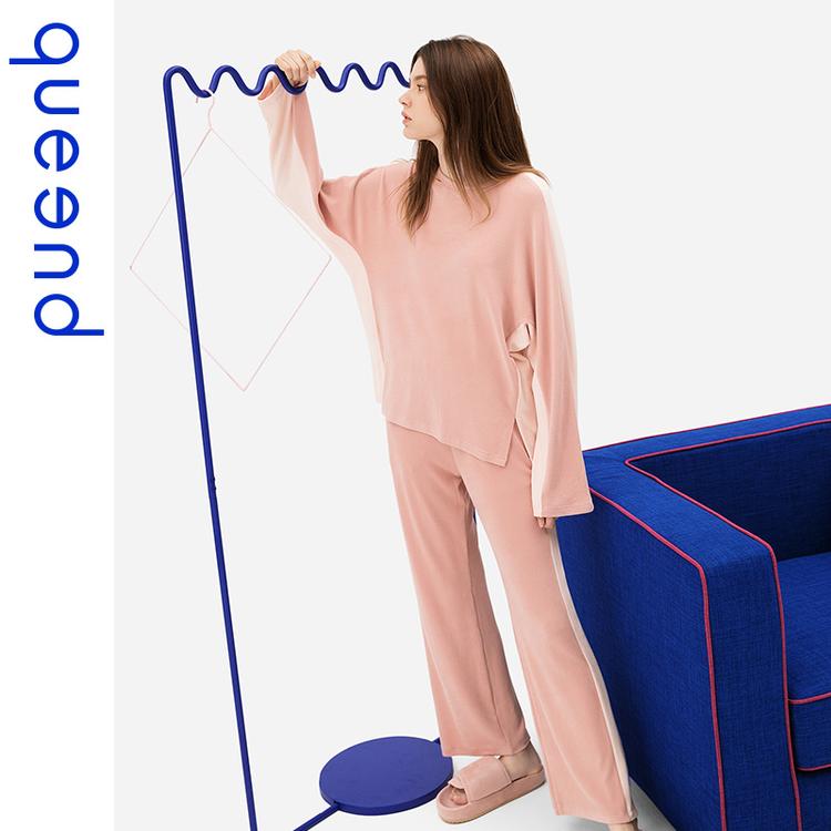 淳度女士睡衣可外穿2020新款秋冬薄款珊瑚绒家居服圆领套头居家服