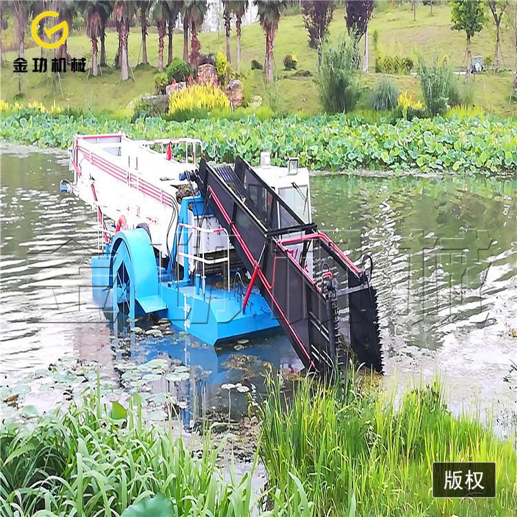 安徽全自动小型水草水花生打捞船   自动运输卸料船 水浮莲打捞船出售价格