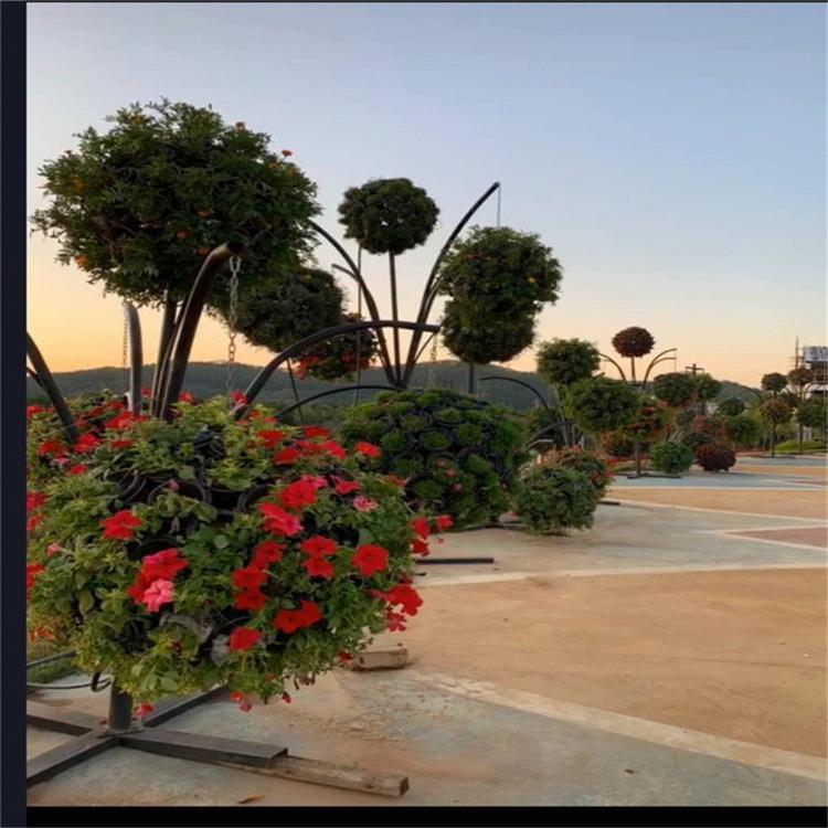 垂钓花球 景观花柱广场旅游景点摆放绿色雕塑 桥梁美化花盆