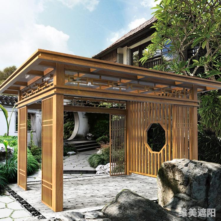 木纹铝合金凉亭 景观亭 锦州凉亭施工安装