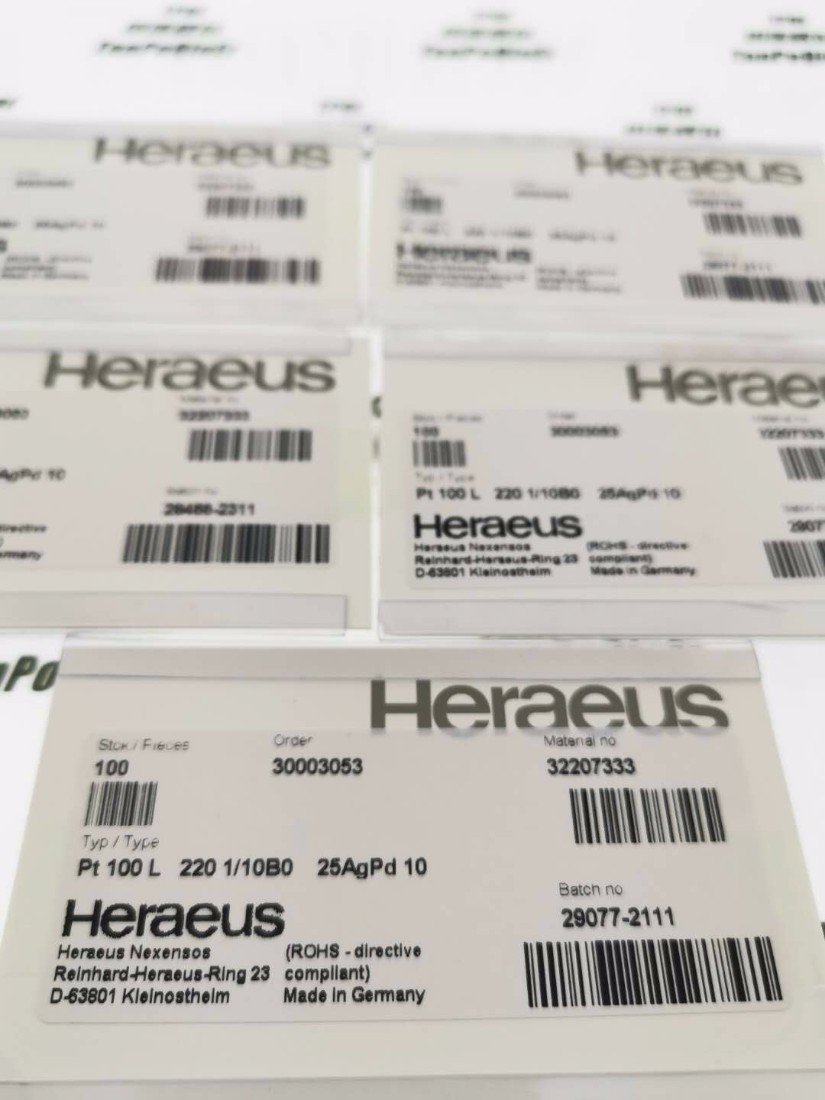 Heraeus PT100 L220 1/10B级薄膜铂电阻 高精度±0.03℃