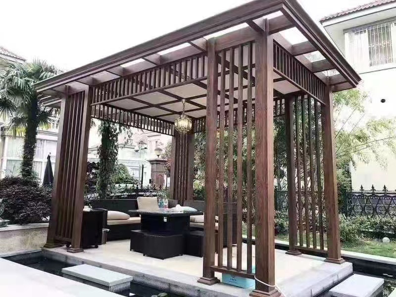 凉亭工程  铝合金仿木凉亭  辰硕金属  铝合金休闲凉亭