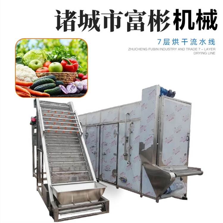 辣椒蒜片连续式烘干流水线 全自动七层隧道烘干线
