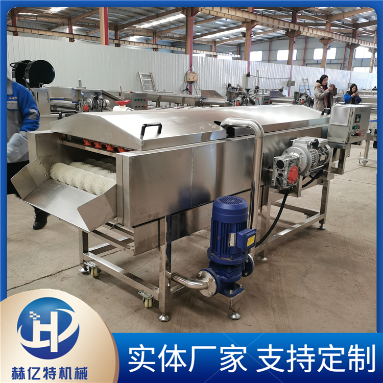 海产品毛辊清洗机 流水线水果刷洗机 平行毛辊清洗机 赫亿特定制
