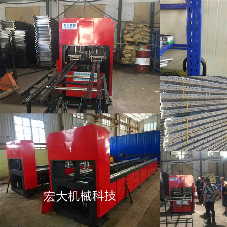 云南楚雄爬架方管自动冲管机 双排孔货架自动冲孔机冲缺口一次成型宏大机械
