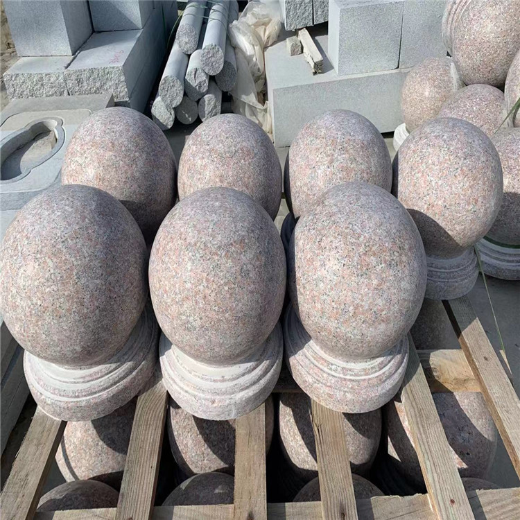 挡车石礅路障石球 批发定制芝麻白路障石球 路障石球尺寸 规格齐全