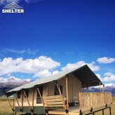 人字顶坡屋顶野奢帐篷 4人家庭式露营帐篷 实用两房带露台带卫浴