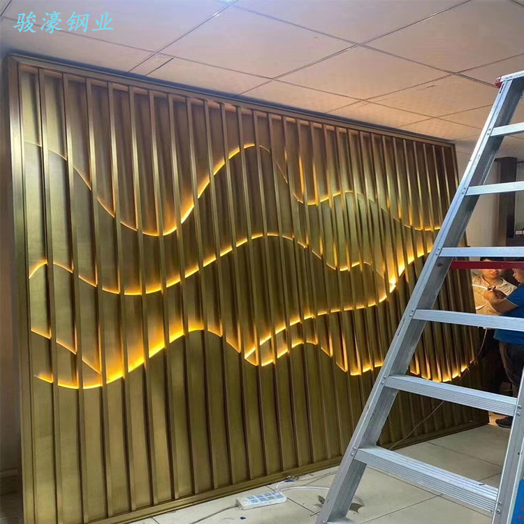 佛山酒店装饰隔断不锈钢山水屏风 不锈钢玄关风水金属屏风定制