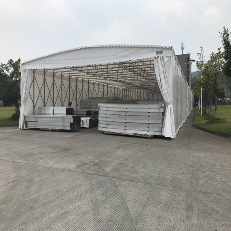 浙江平阳大型伸缩推拉活动蓬定做移动电动推拉遮阳雨棚户外移动式仓库帐篷