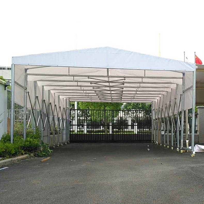浙江杭州推拉棚定做工厂移动伸缩式雨篷货物遮阳蓬防水防晒仓库棚