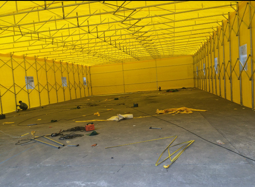 海南琼中定制大型推拉防雨棚仓库移动户外活动遮阳棚伸缩排档收缩折叠帐篷