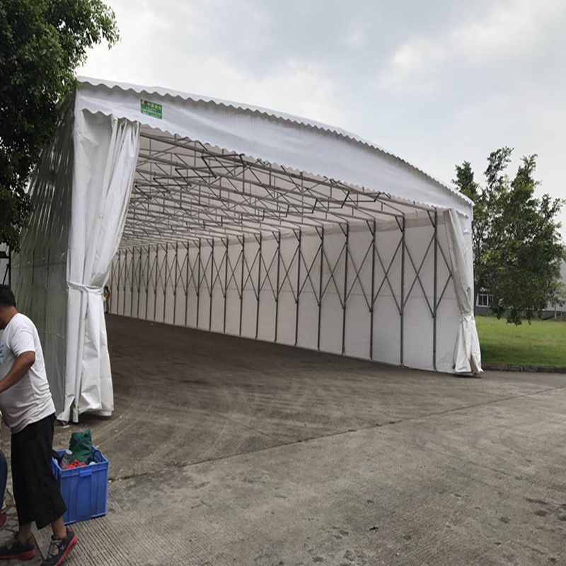 浙江慈溪户外遮阳大型推拉棚移动棚厂区物流卸货存储物品雨棚仓库篷伸缩棚