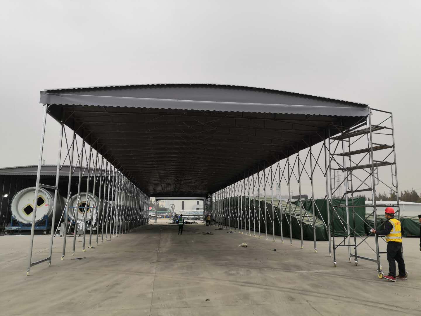 贺州定制户外移动推拉雨棚仓库活动推拉帐蓬工地推拉雨篷