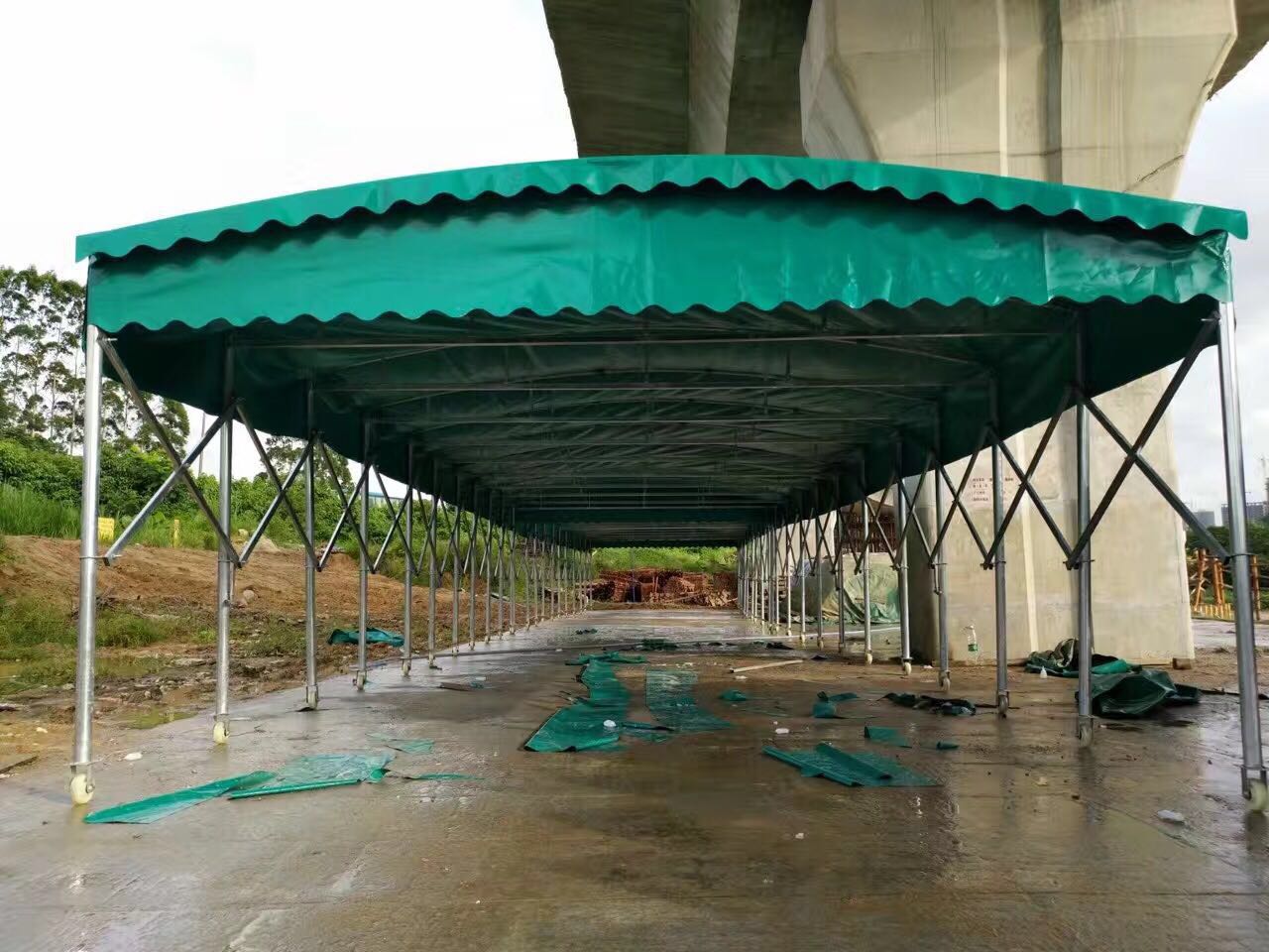 东明仓库推拉蓬排档伸缩雨棚户防雨外移动大型折叠帐篷收缩活动遮雨篷