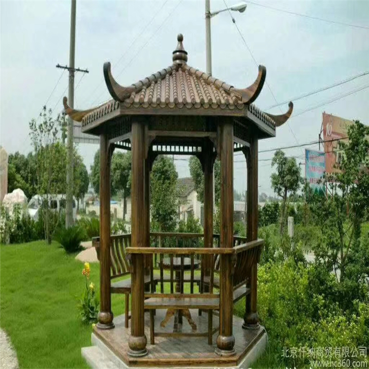 周口防腐木凉亭 花园庭院木凉亭定制 碳化木六角凉亭 厂家直销 支持定制