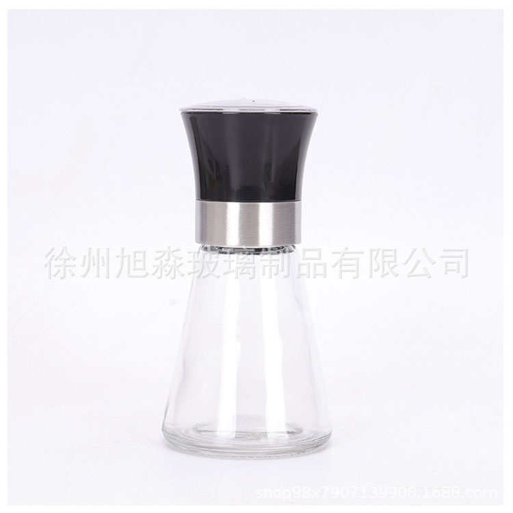 旭淼玻璃厂家批发厨房用品研磨器家用胡椒研磨器两用花椒瓶研磨器小锥玻璃瓶