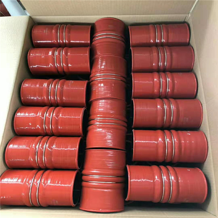 汽车中冷器管弯管 耐高温汽车散热器软管水管红色夹线缠绕硅胶管