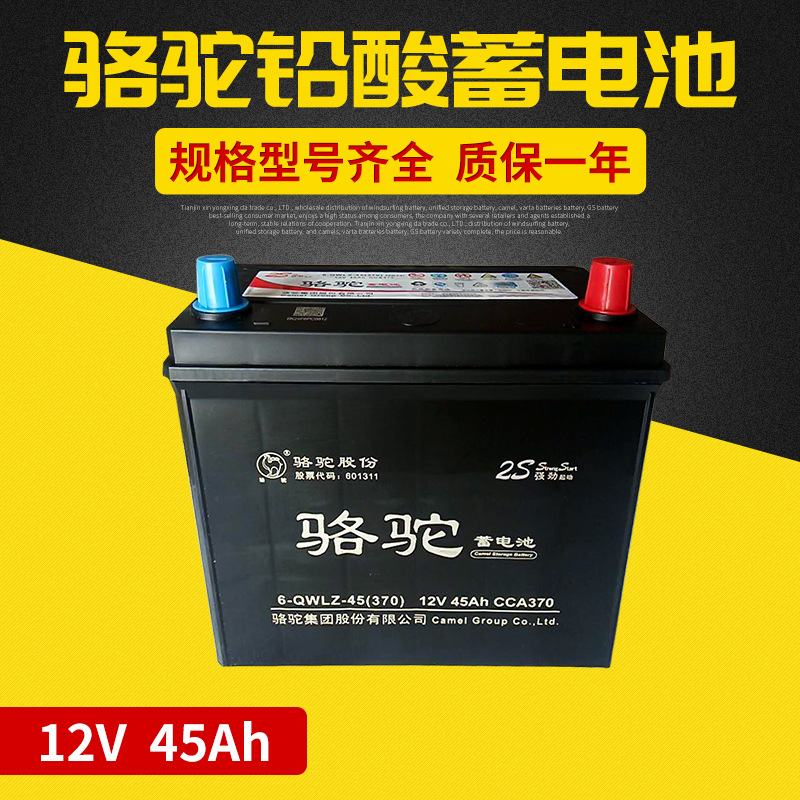骆驼蓄电池 6-QWLZ-45电瓶批发 免维护铅酸蓄电池