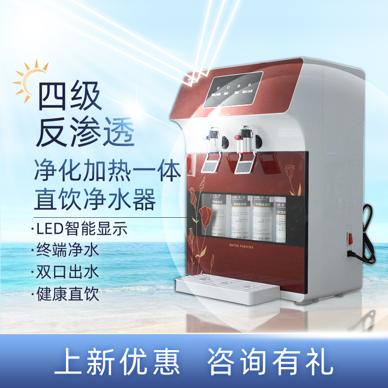 普莱顿壁挂台式净化加热一体直饮净水器 反渗透4级过滤纯水机家用