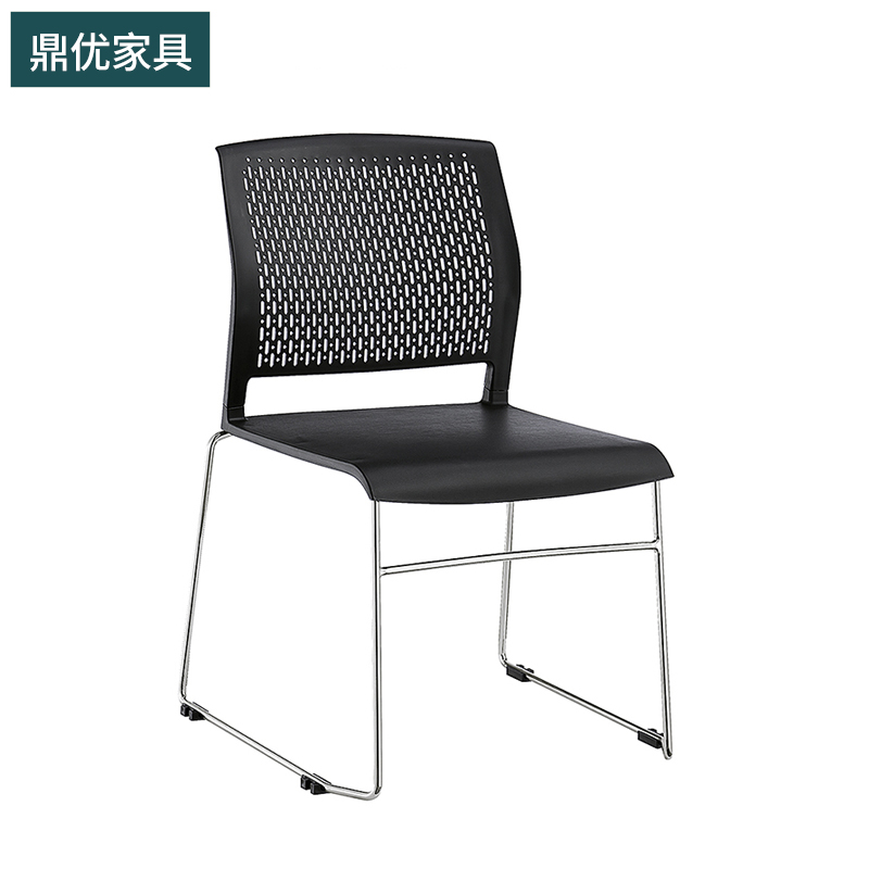现货供应培训电脑椅，简约塑料洽谈椅，实心钢脚可堆叠会议办公椅