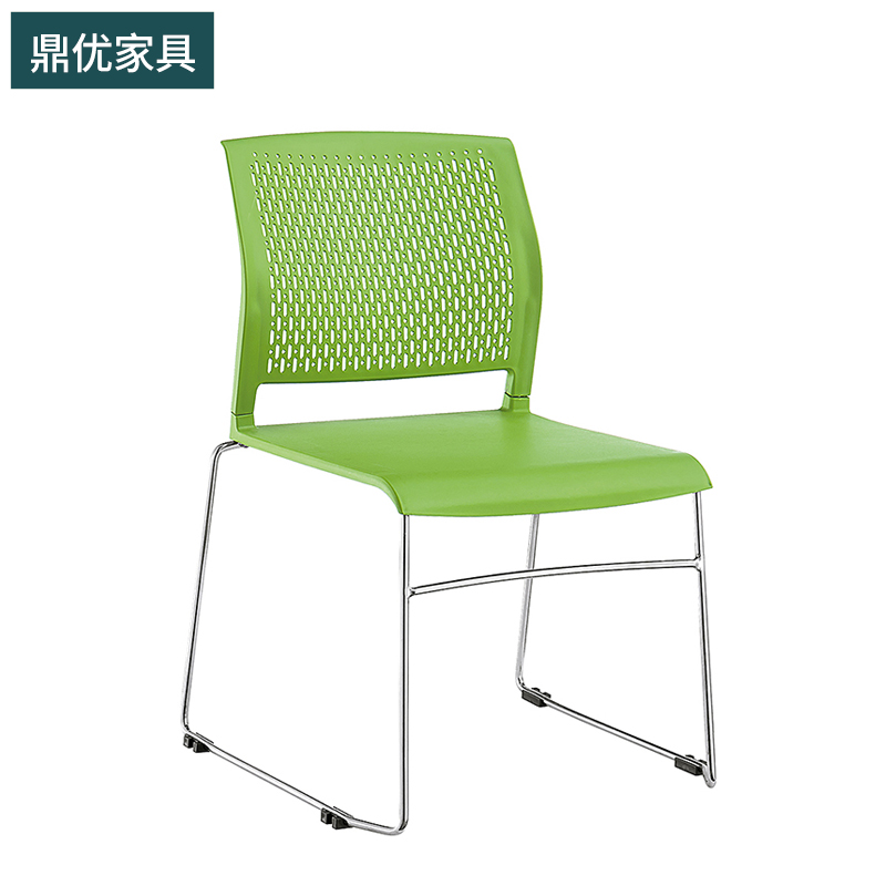 厂家直供塑料培训椅，简约办公椅无扶手，弓形会议椅子实心钢筋洽谈椅