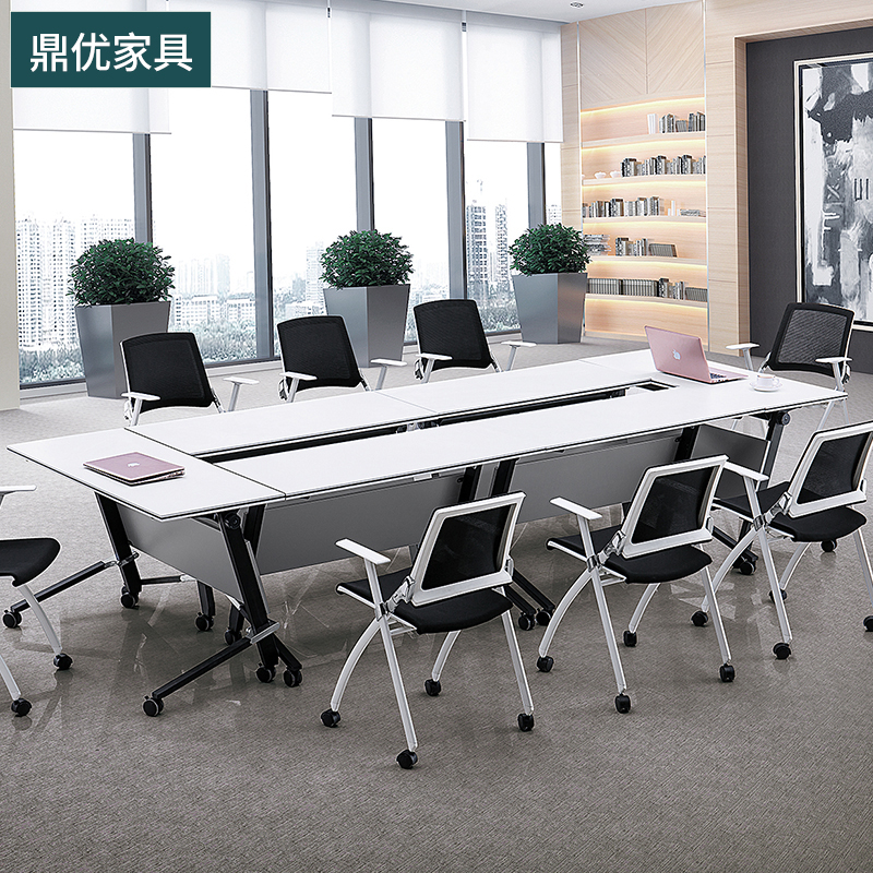长条形加厚加固条桌学生培训桌，钢木结合会议桌可折叠