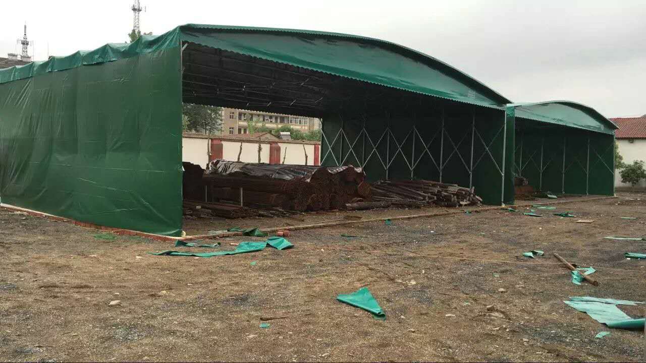 浙江温州定制推拉棚户外仓库电动推拉雨蓬活动篷折叠遮阳蓬伸缩厂区仓储棚