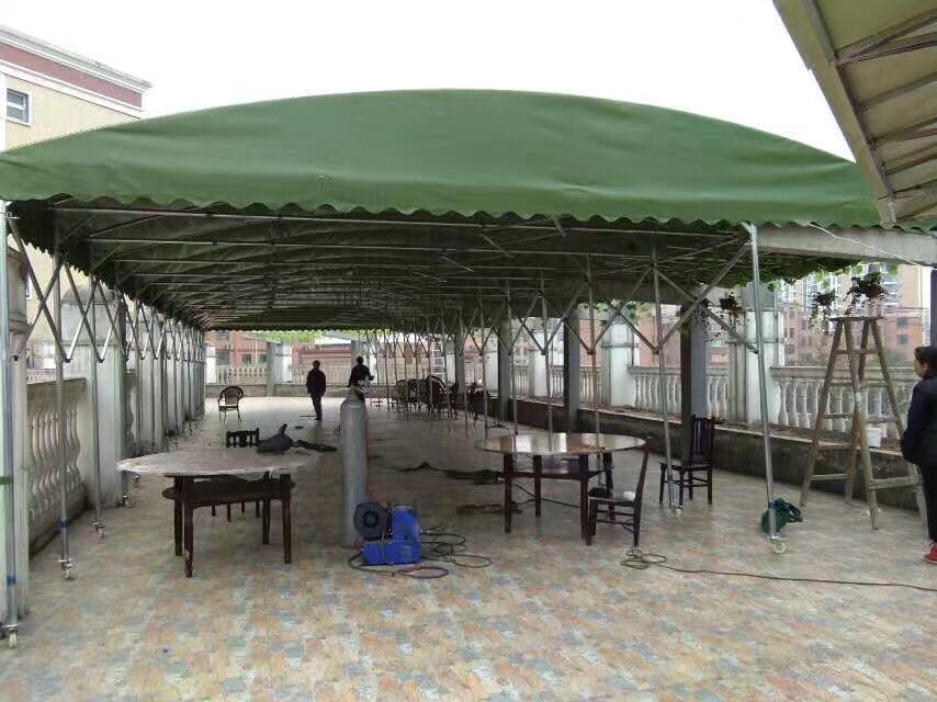 山东德州电动推拉雨棚烧烤大排档推拉雨蓬电动推拉棚测量安装定做 推拉篷