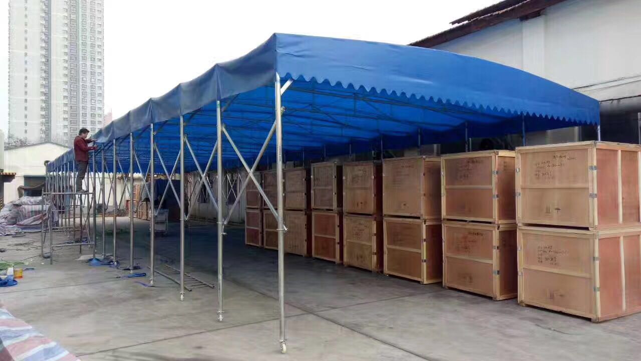 山东淄博电动推拉雨棚烧烤大排档推拉雨蓬电动推拉棚测量安装定做 推拉篷