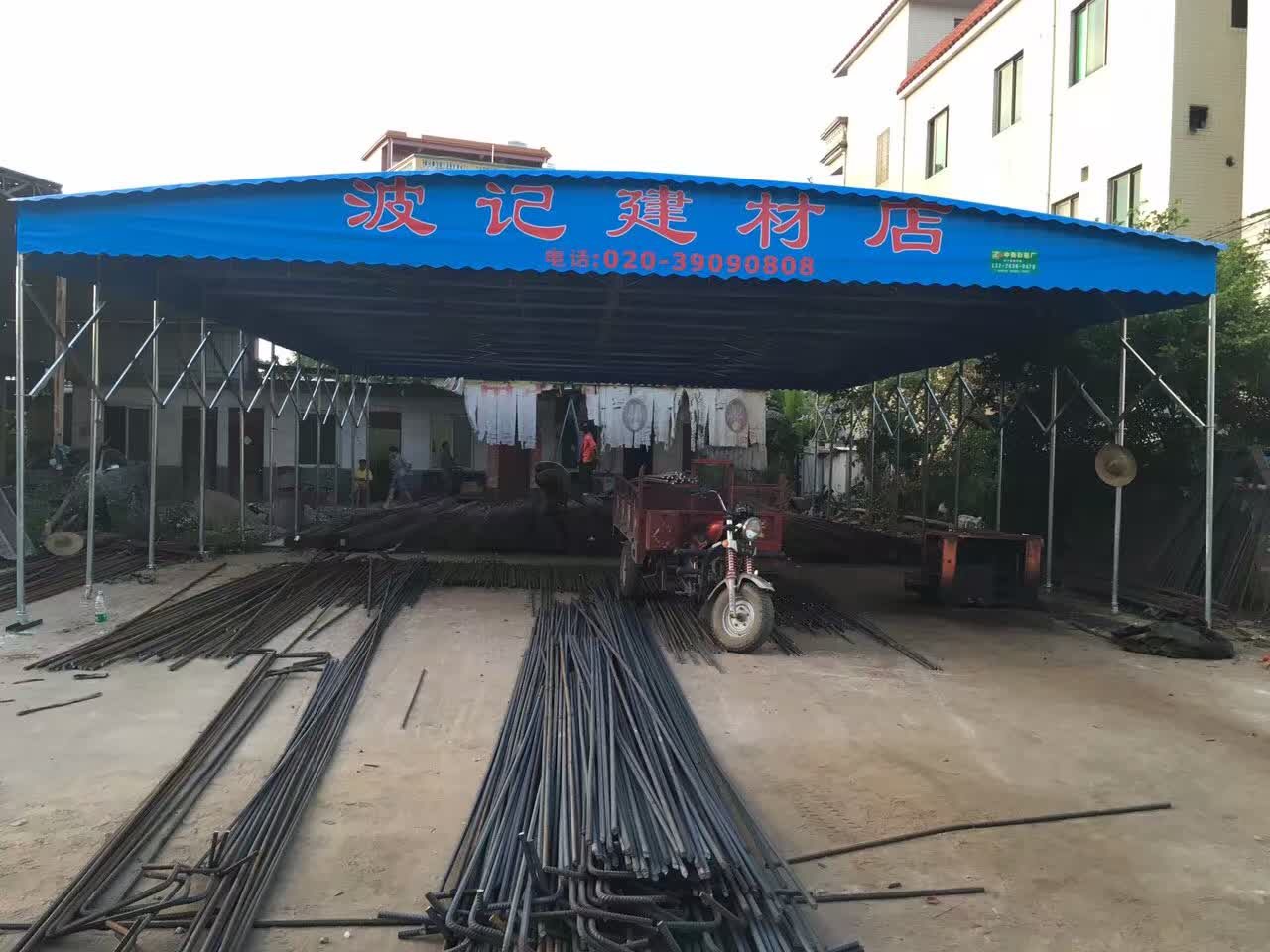 湖北当阳电动推拉雨棚烧烤大排档推拉雨蓬电动推拉棚测量安装定做 推拉篷