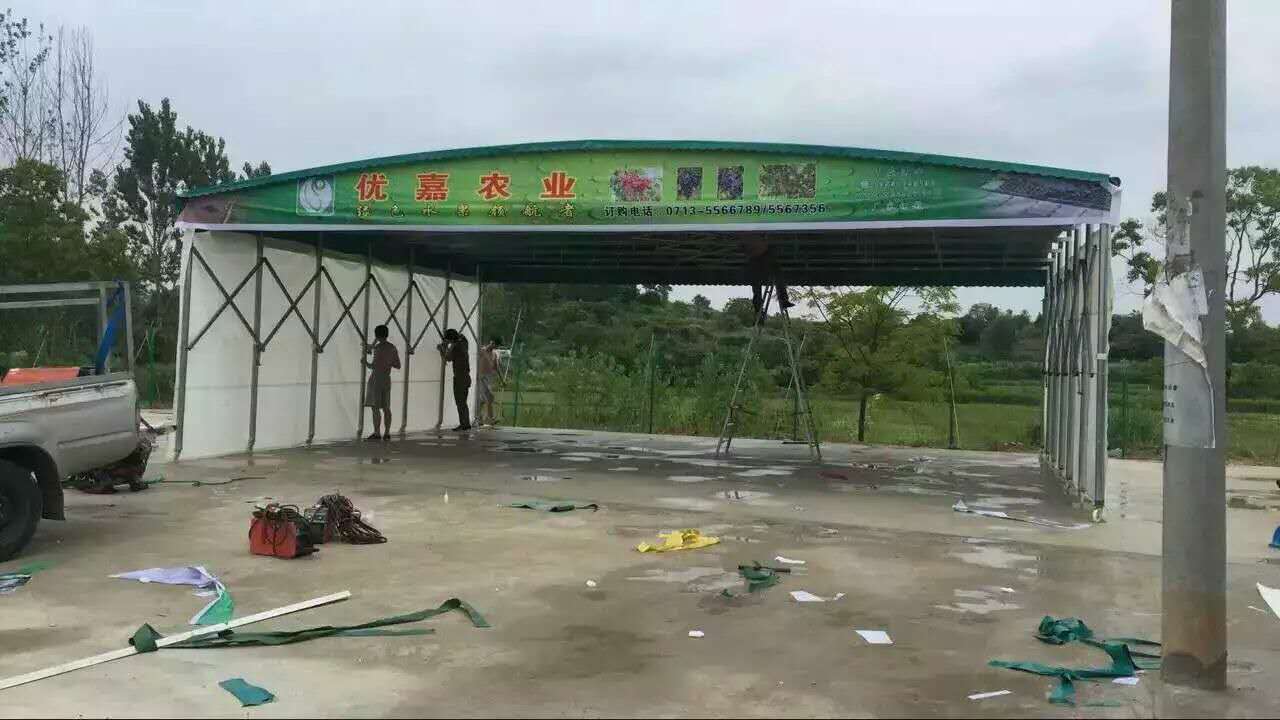山东日照电动推拉雨棚烧烤大排档推拉雨蓬电动推拉棚测量安装定做 推拉篷