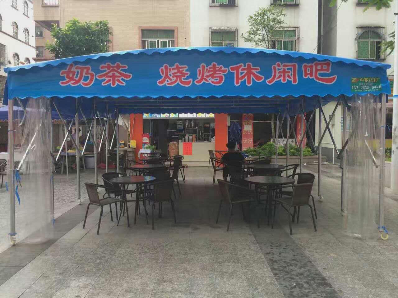 山东荷泽电动推拉雨棚烧烤大排档推拉雨蓬电动推拉棚测量安装定做 推拉篷
