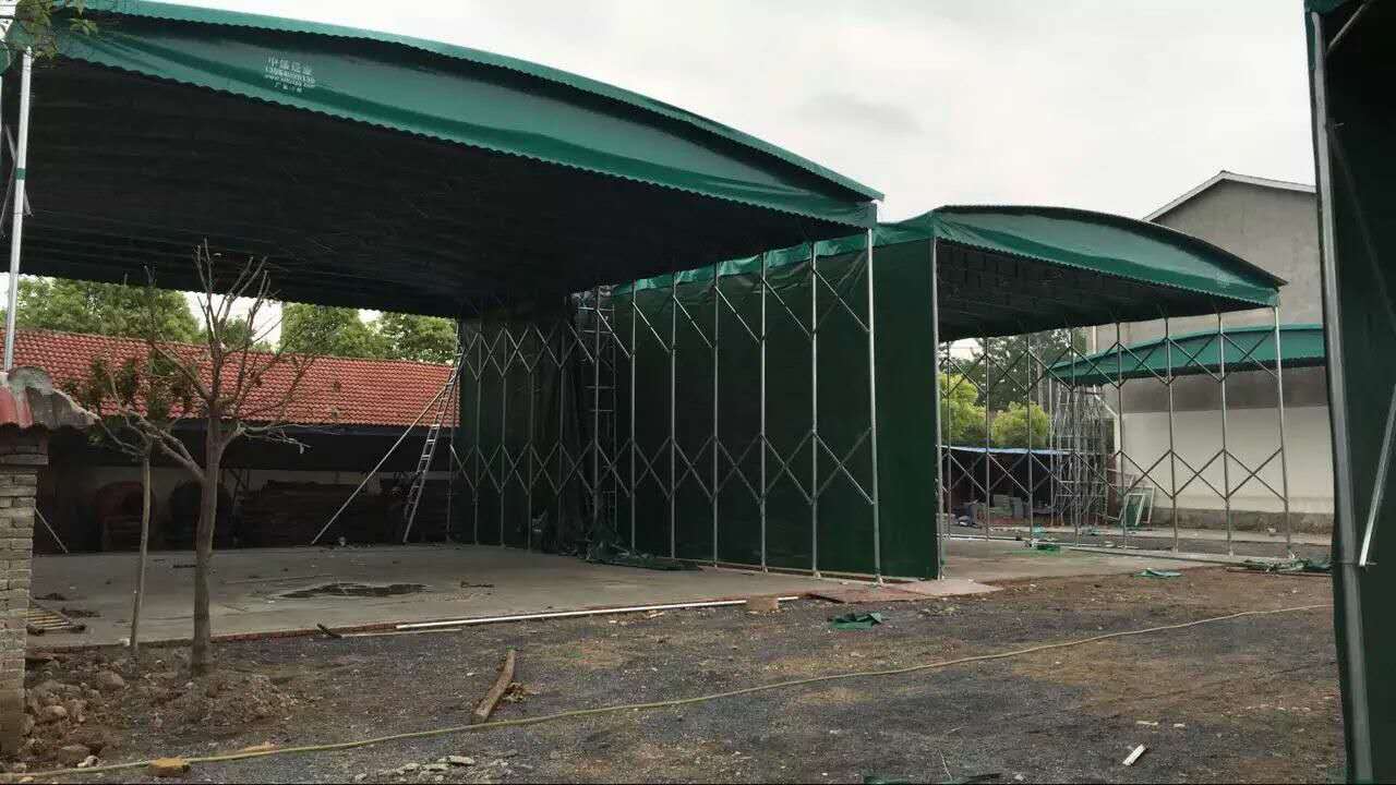 山东聊城电动推拉雨棚烧烤大排档推拉雨蓬电动推拉棚测量安装定做 推拉篷