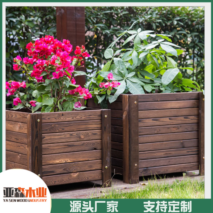 厂家定做防腐木花箱 河南道路防腐木花箱 耐用 使用寿命长