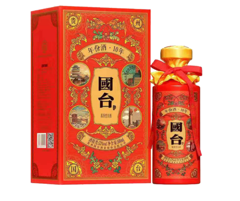 郑州批发 贵州国台酒业 国台十年/10年 中国红 500ml单瓶装 53度酱香型白酒