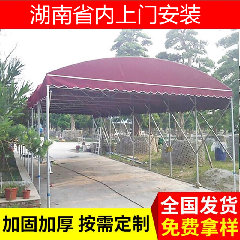 湖北安陆电动推拉雨棚烧烤大排档推拉雨蓬电动推拉棚测量安装定做 推拉篷