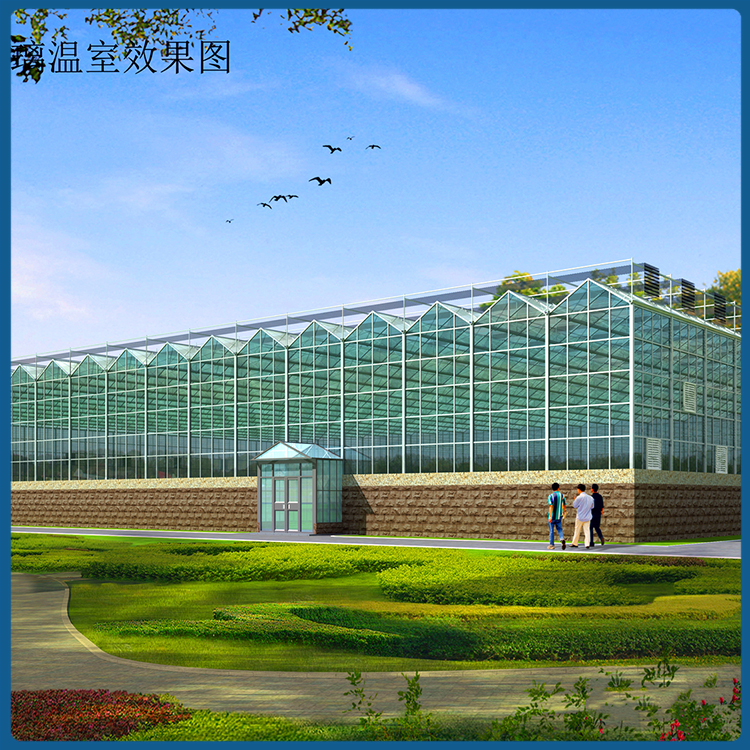 种植大棚 内外保温遮阳系统 玻璃温室安装 A字型屋脊