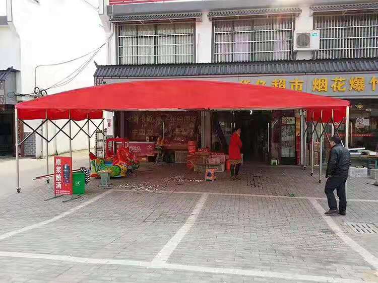 三亚大型移动推拉雨棚伸缩式折叠活动排挡仓库帐篷烧烤棚子伞棚遮阳蓬