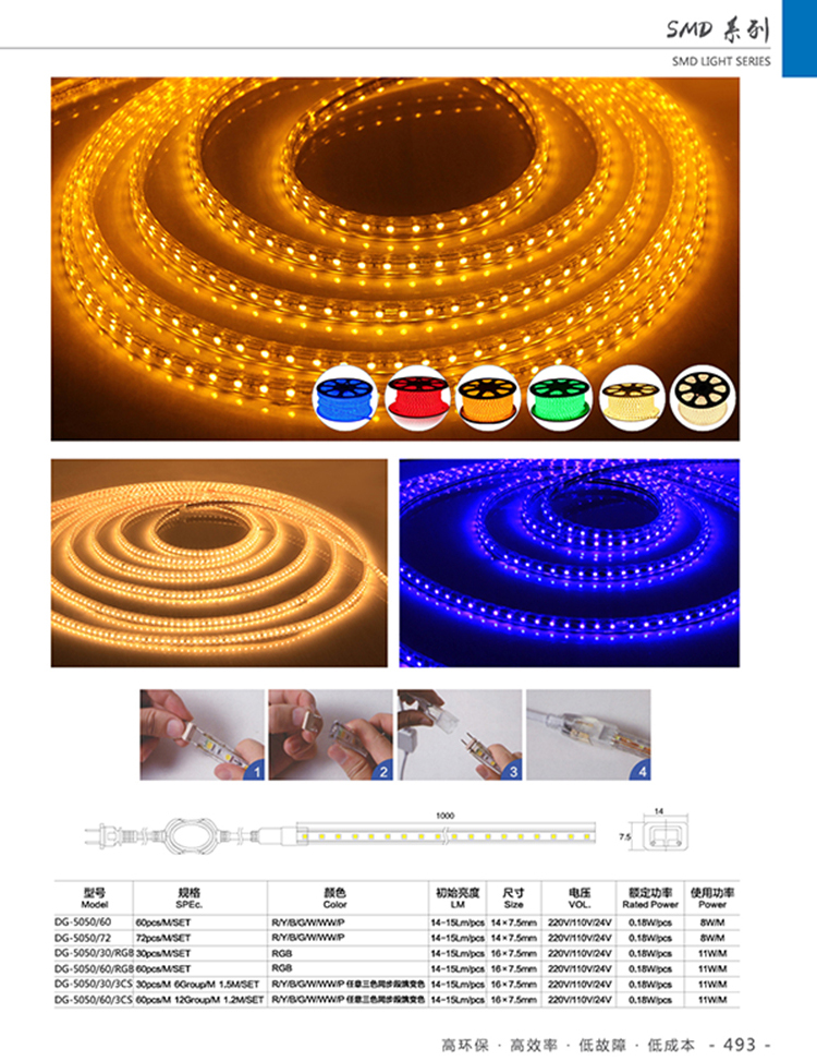 软灯带 SMD5050双排软灯带 低压12V 24v低压 东强