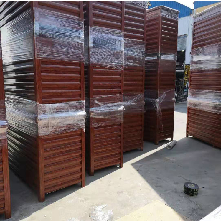 青岛仿木纹铝合金花箱 道路隔离花箱 成品铝合金花箱