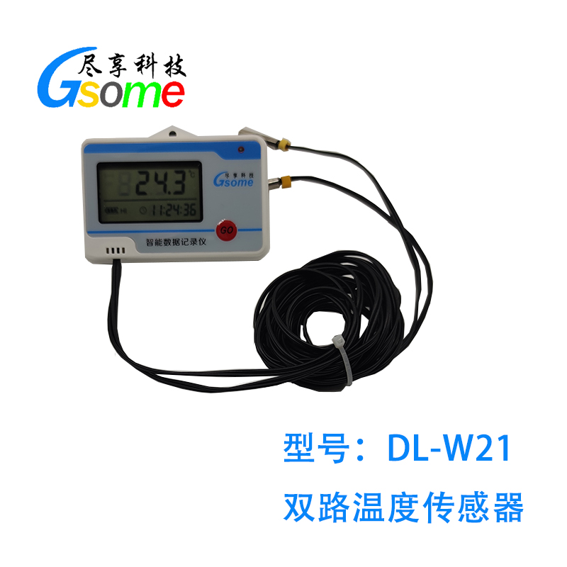 尽享科技DL-W21温度记录仪双路冷链运输仓储档案室大棚畜牧养殖 小巧便捷