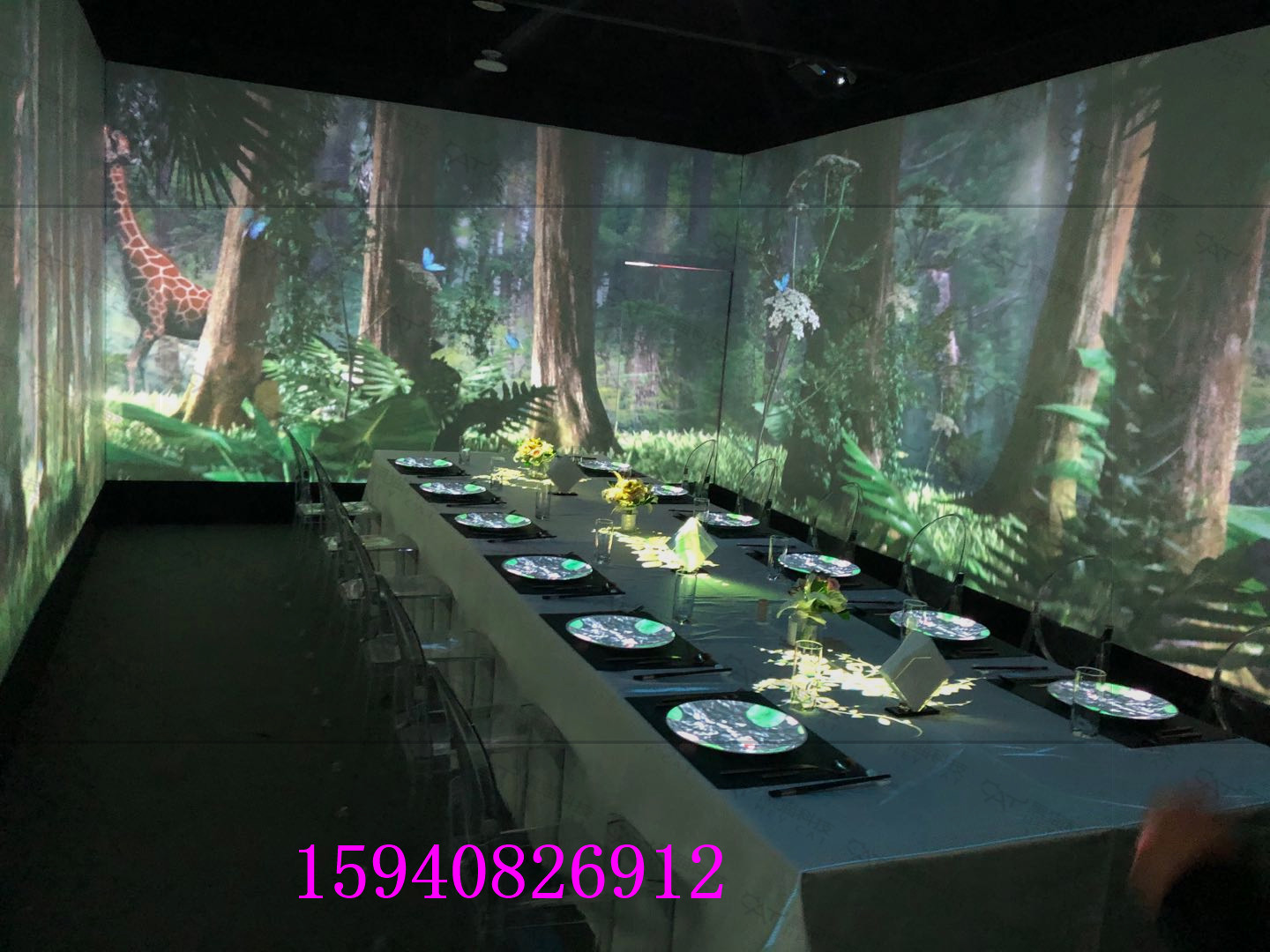 3d全息沉浸式互动投影剧本杀定制高清墙面餐厅5d悬浮立体宴会厅
