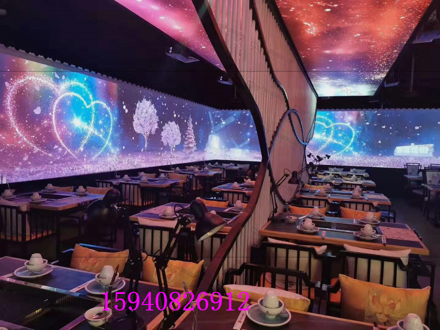 沉浸式感观互动投影餐桌3d全息餐厅动画投影主题餐厅灵镜桌面投影