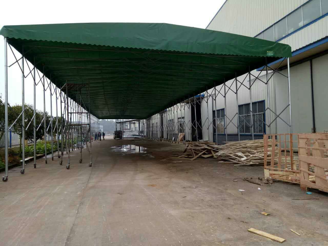衡东定制户外电动推拉式遮阳棚 工厂卸货区电动伸缩雨篷 悬空推拉蓬