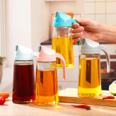 新款大容量玻璃油壶自动开合带刻度定量玻璃油瓶 厨房加油调料瓶调味品瓶