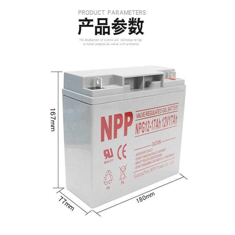 耐普NP17-12（12V17AH) 铅酸免维护蓄电池 适用UPS电源 消防电源计算机设备门禁