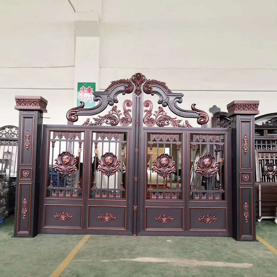 江锐铝艺大门  对开门铝艺大门  阻燃防烫，防污，耐腐蚀，抗冲击性好