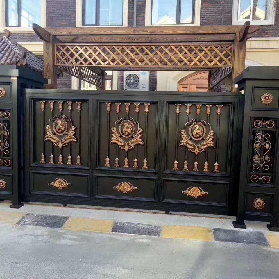 江锐铝艺大门安装  新中式铝艺庭院别墅大门  不生锈 不掉色 使用长久