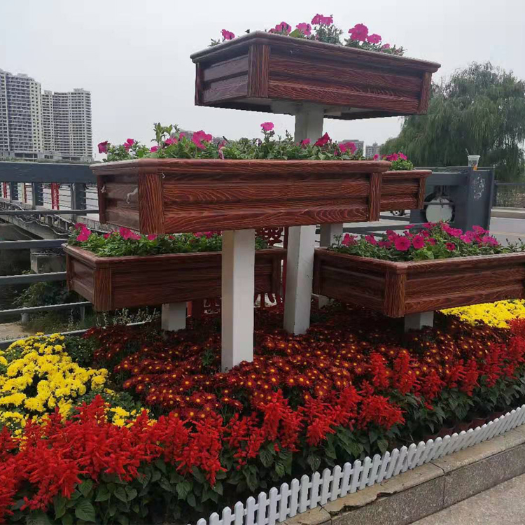 定制加工户外道路花箱 铝合金材质 木纹铝合金花箱生产 