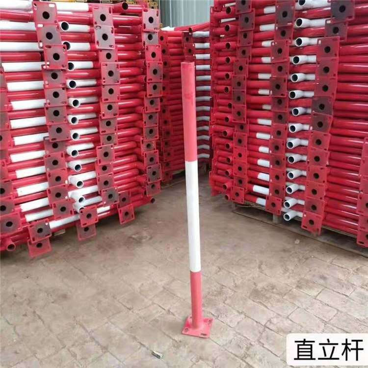 建筑工地楼层临边立柱 红白色楼梯扶手 建筑护栏立柱厂家 建筑楼梯扶手 